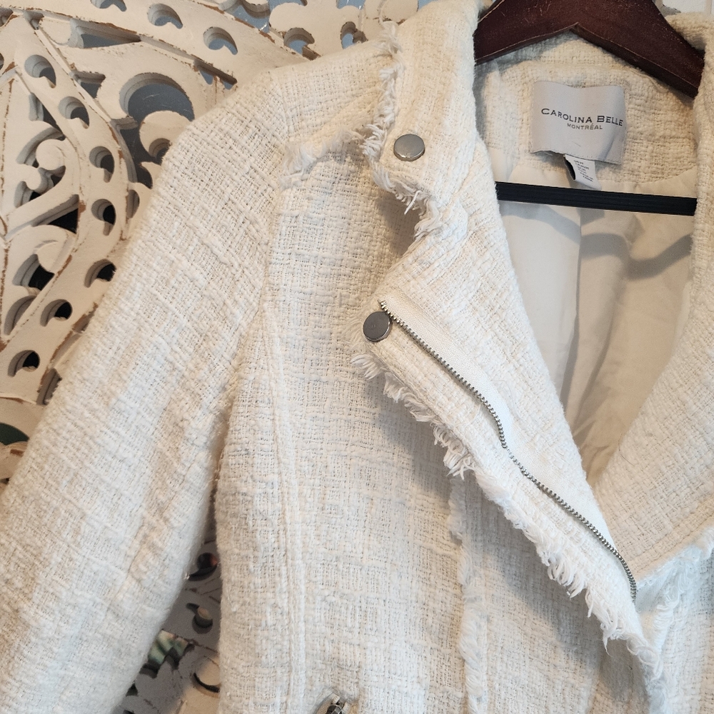 BELLA DAHL TWEED WHITE BLAZER SIZE MEDIUM - Picture 7 of 13